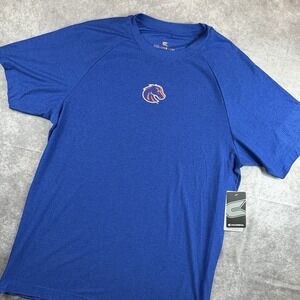 Boise State Broncos T Shirt Mens L Blue Grey College Rare Sample Performance NEW
